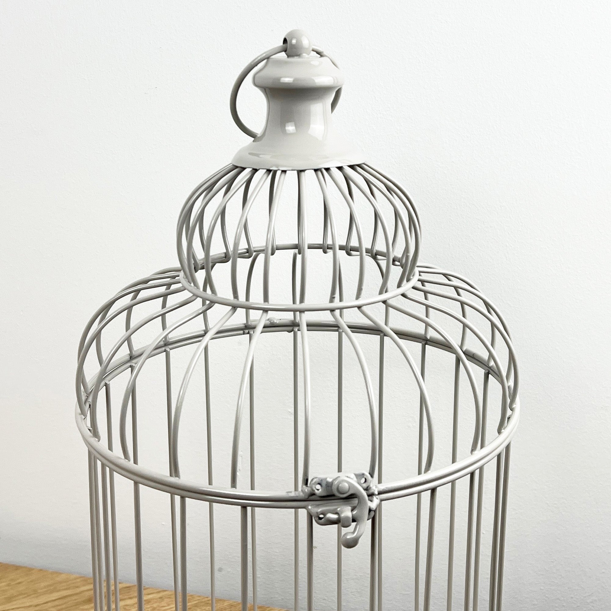 42cm Tall Round Decorative Metal Bird Cage – Grey
