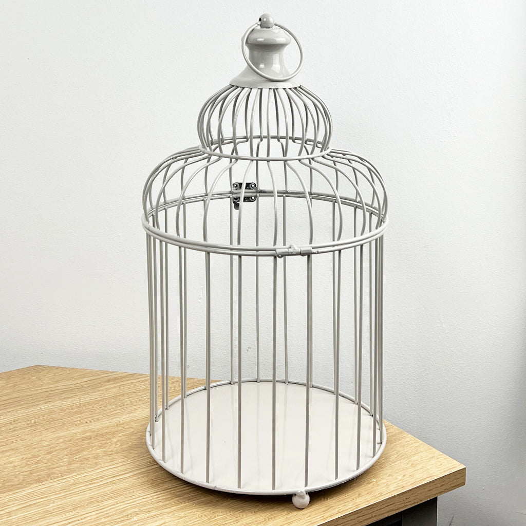 42cm Tall Round Decorative Metal Bird Cage – Grey