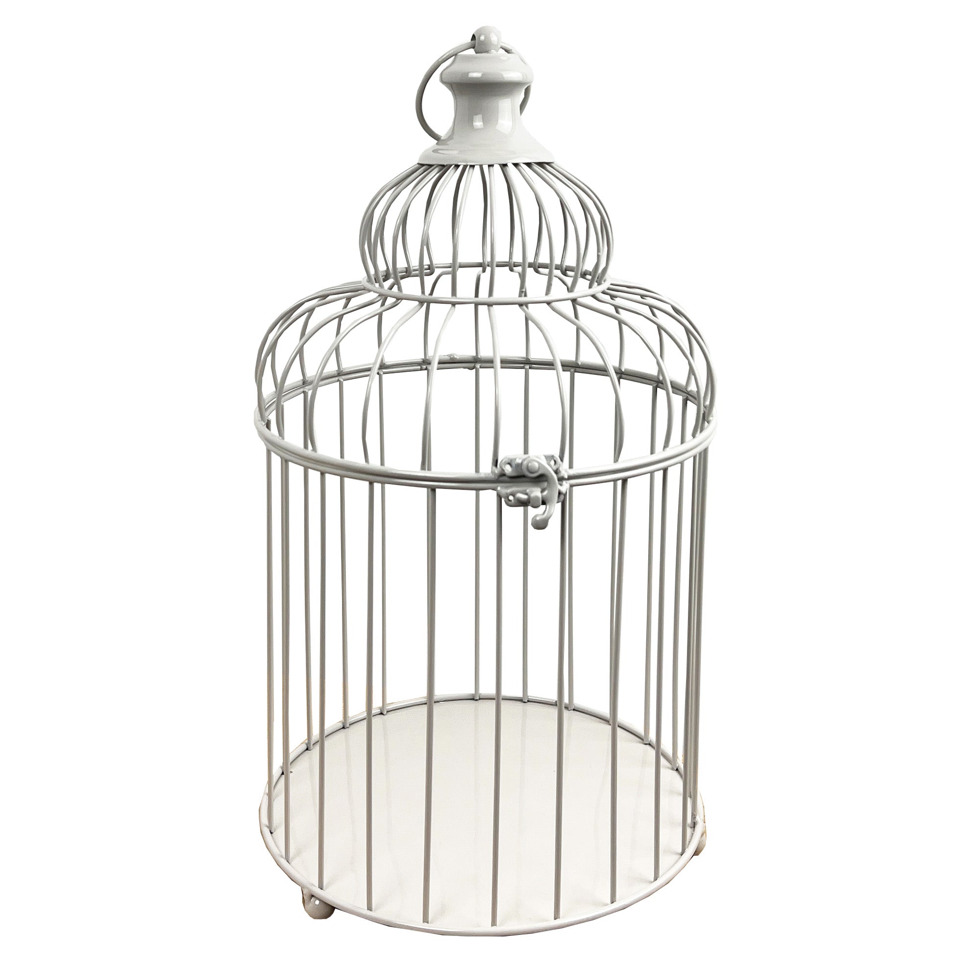 42cm Tall Round Decorative Metal Bird Cage – Grey