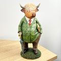 28cm Tall Country Gentlemen Highland Cow Ornament – Resin