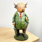 28cm Tall Country Gentlemen Highland Cow Ornament – Resin