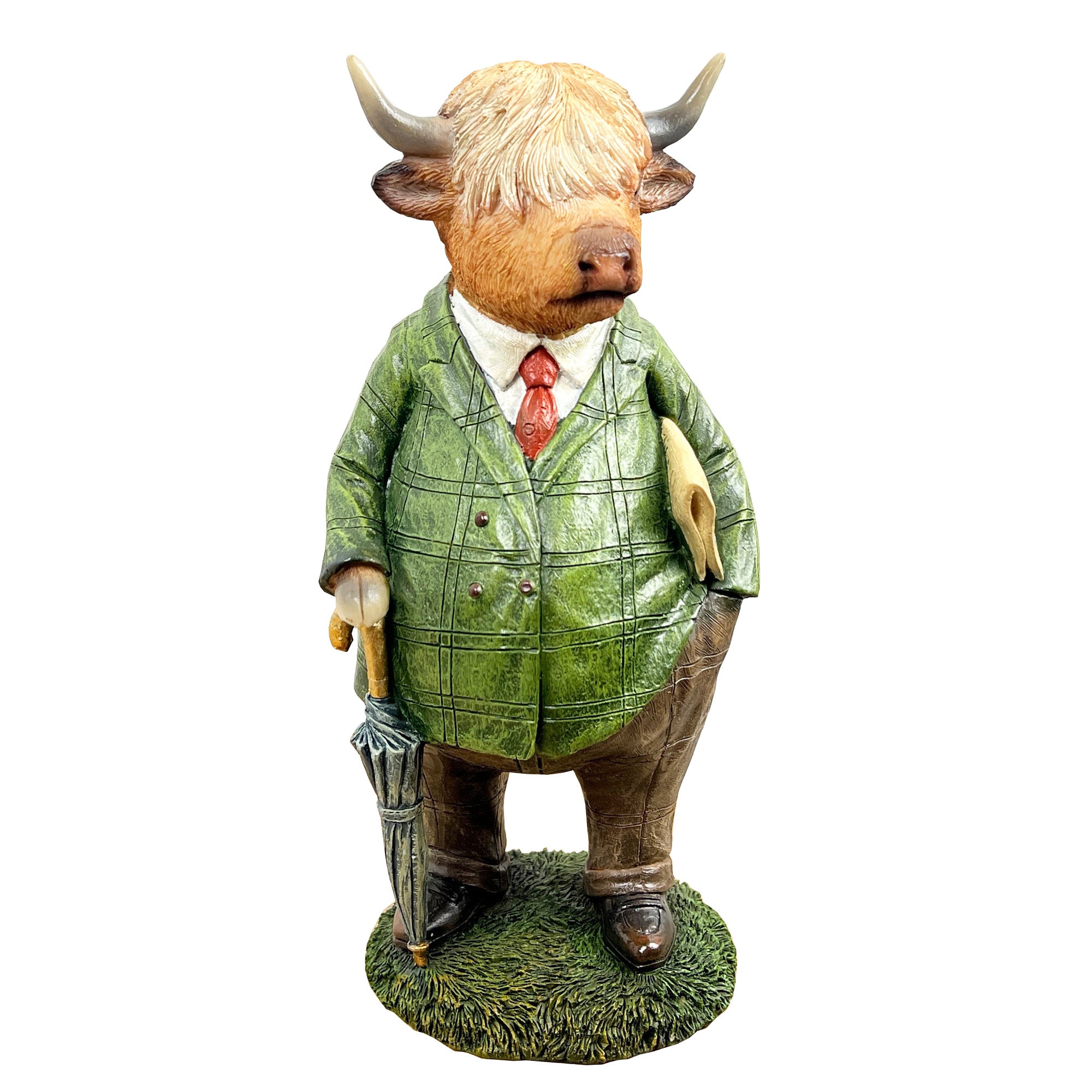 28cm Tall Country Gentlemen Highland Cow Ornament – Resin