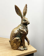37.5cm Tall Large Bronze Coloured Hare Ornament – Resin