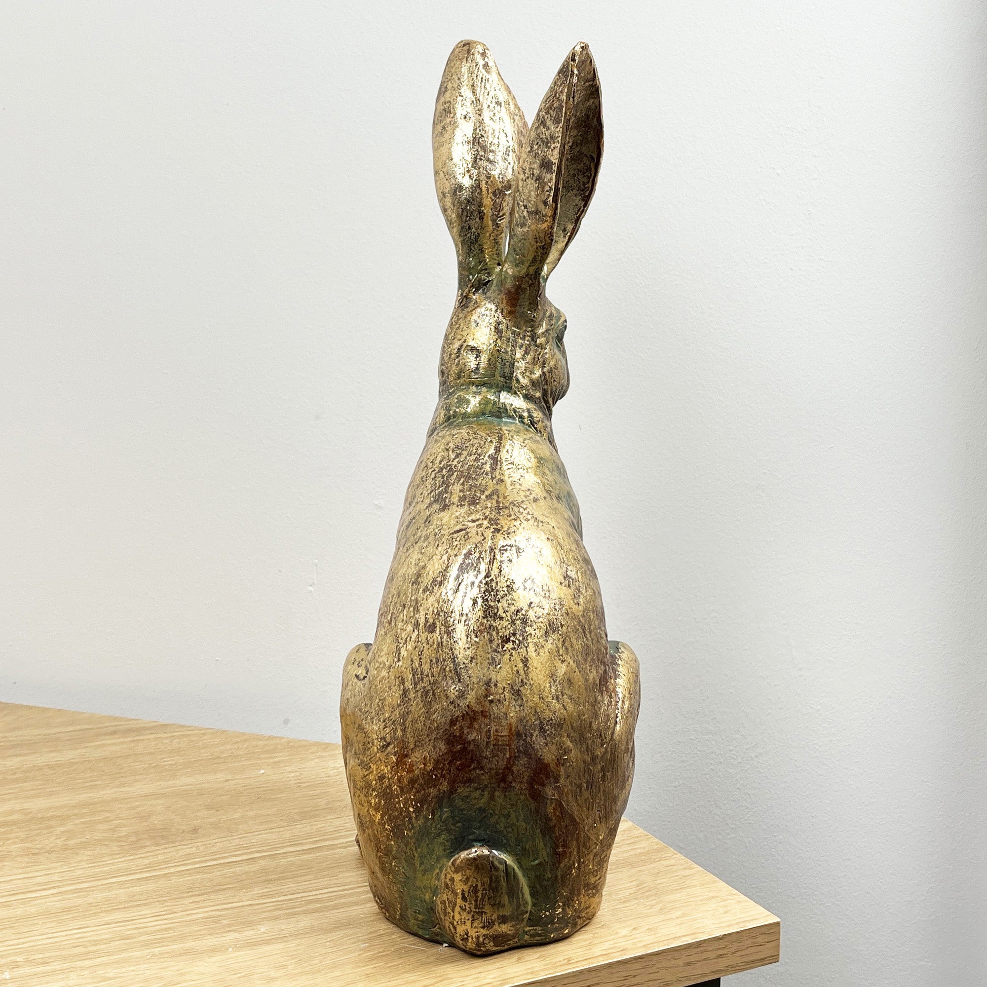 37.5cm Tall Large Bronze Coloured Hare Ornament – Resin