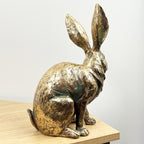 32cm Tall Large Bronze Coloured Hare Ornament – Resin