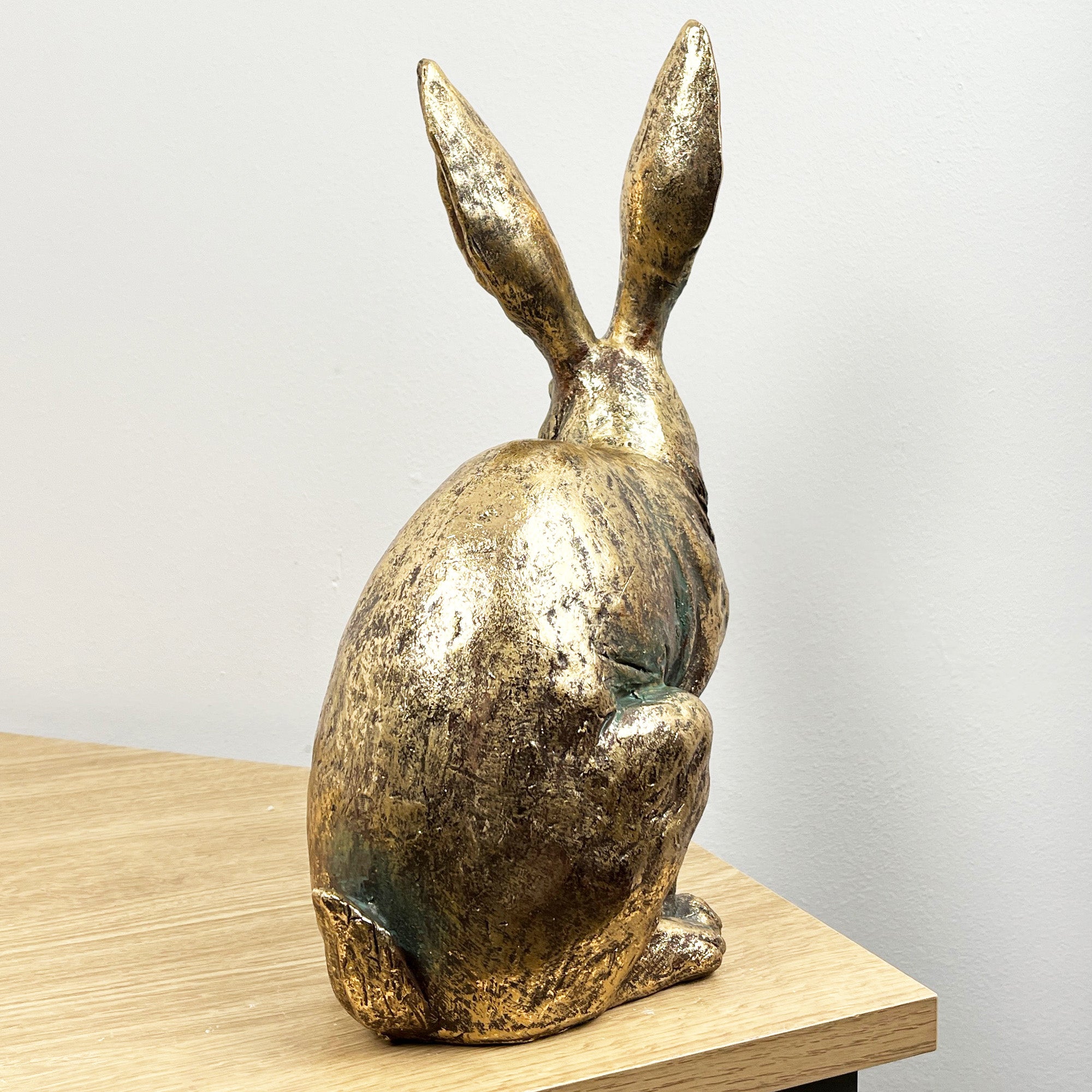 32cm Tall Large Bronze Coloured Hare Ornament – Resin
