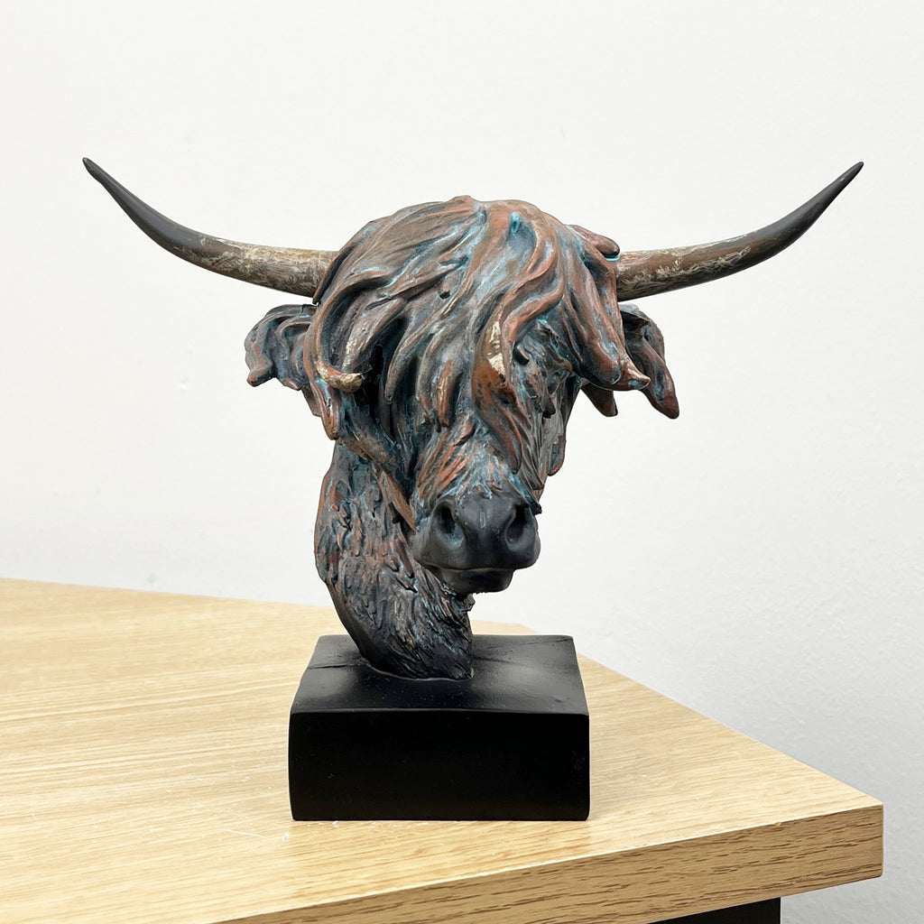 15cm x 20cm Small Highland Cow Head Bust Ornament - Resin
