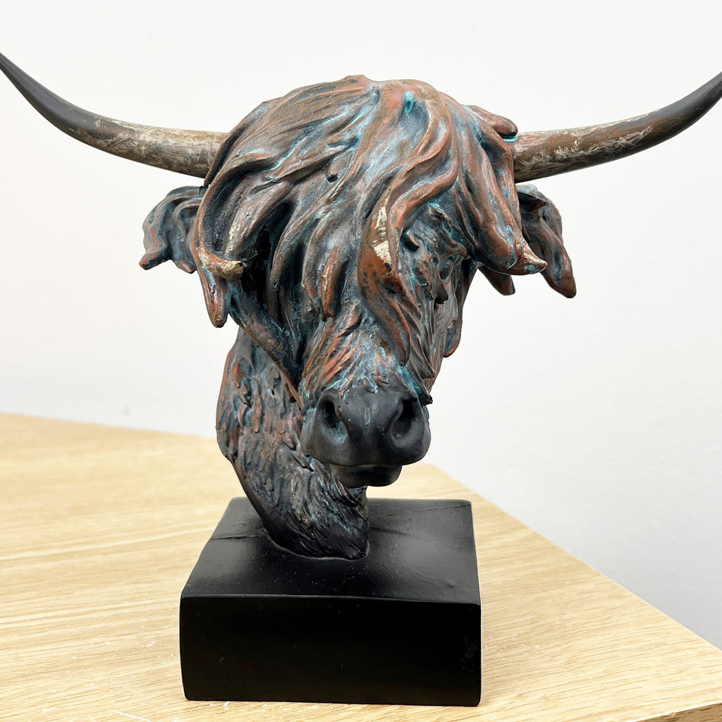 15cm x 20cm Small Highland Cow Head Bust Ornament - Resin