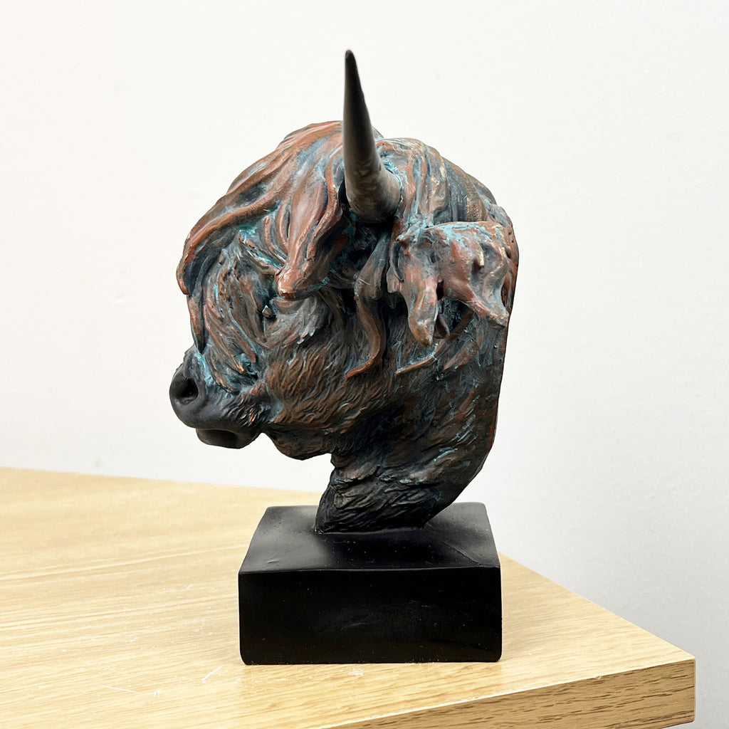 15cm x 20cm Small Highland Cow Head Bust Ornament - Resin