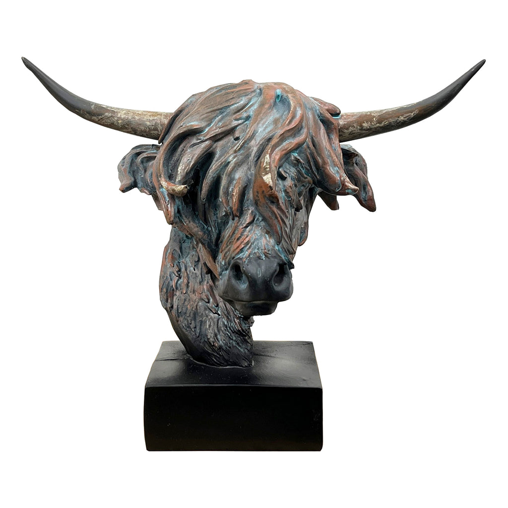 15cm x 20cm Small Highland Cow Head Bust Ornament - Resin