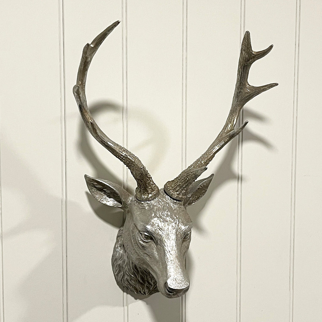 Silver Stag Head Wall Art Ornament – Resin