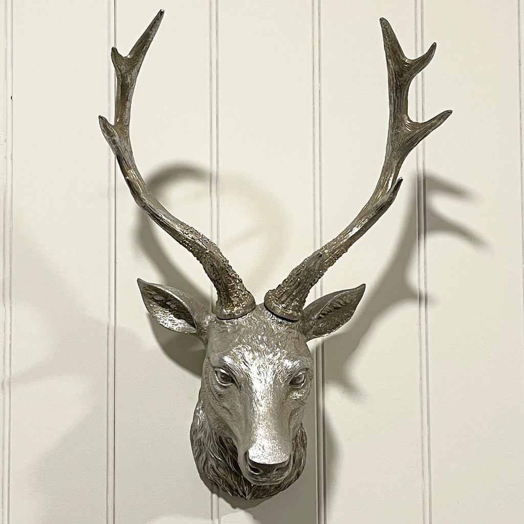 Silver Stag Head Wall Art Ornament – Resin