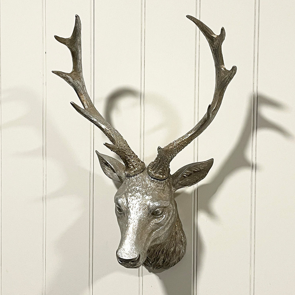 Silver Stag Head Wall Art Ornament – Resin