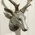 Silver Stag Head Wall Art Ornament – Resin