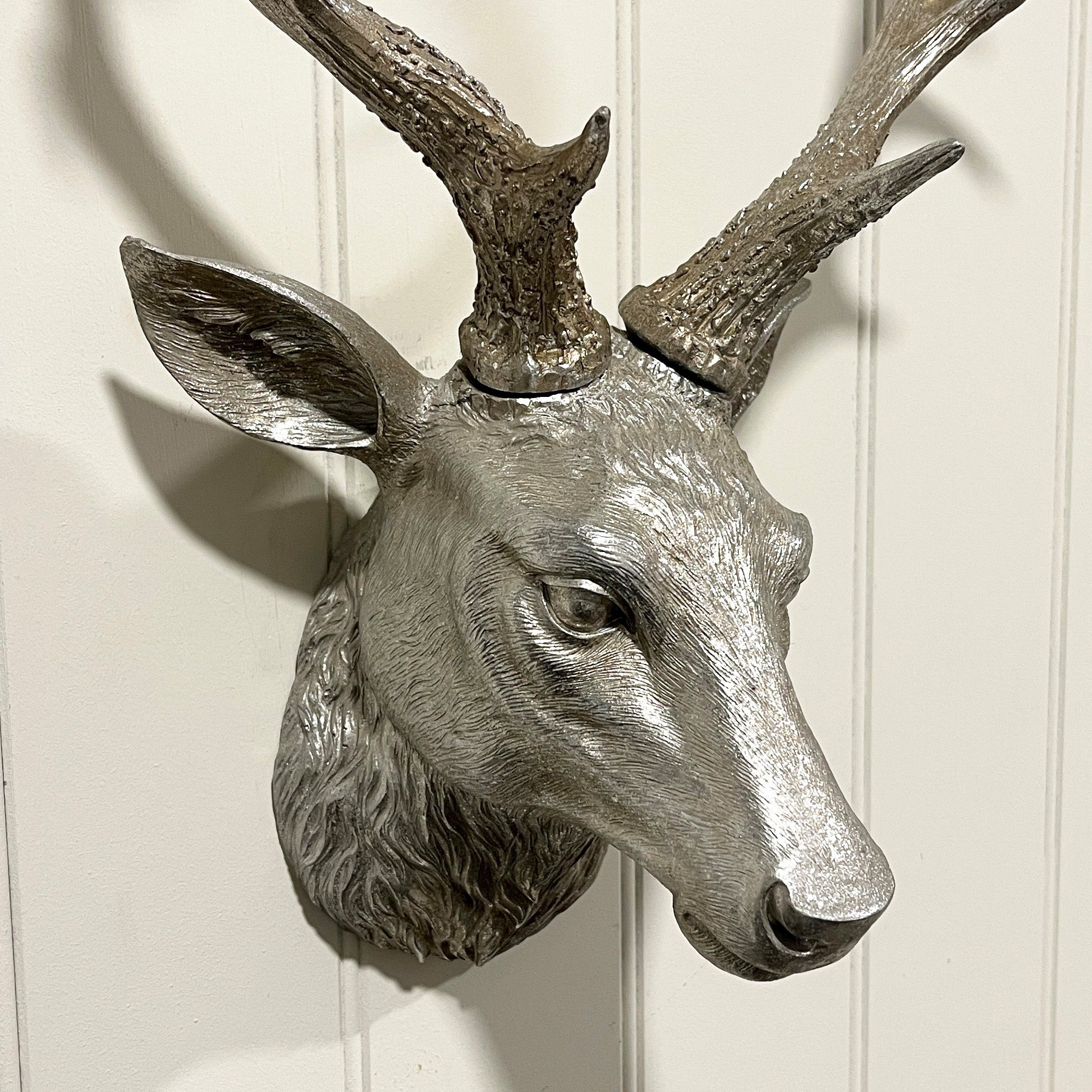 Silver Stag Head Wall Art Ornament – Resin