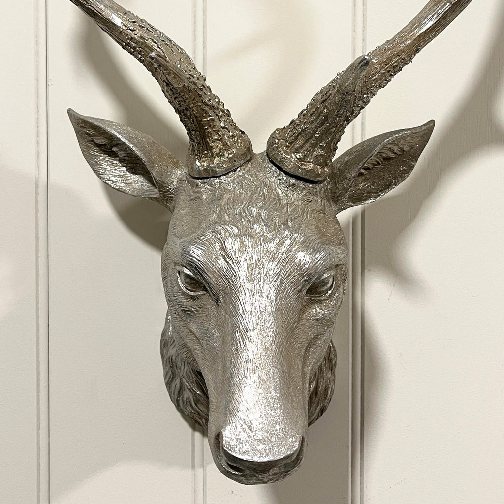 Silver Stag Head Wall Art Ornament – Resin