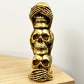 See Speak & Hear No Evil Gold Skull Totem Ornament – Resin