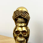 See Speak & Hear No Evil Gold Skull Totem Ornament – Resin