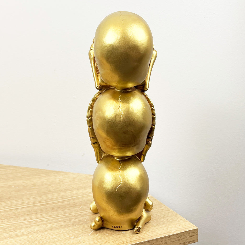 See Speak & Hear No Evil Gold Skull Totem Ornament – Resin