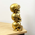 See Speak & Hear No Evil Gold Skull Totem Ornament – Resin