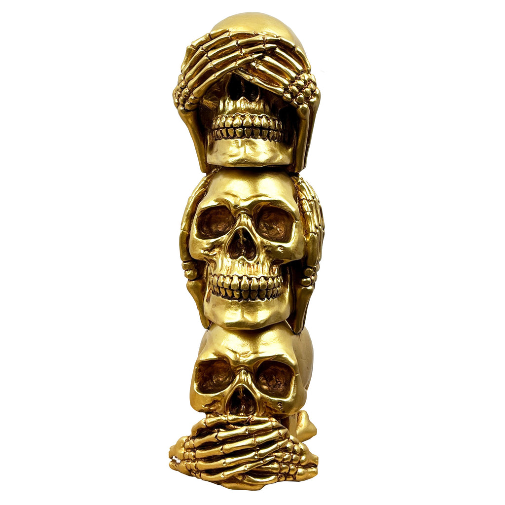 See Speak & Hear No Evil Gold Skull Totem Ornament – Resin