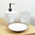 3 Piece Bathroom Sink Accessories Set – White Heart