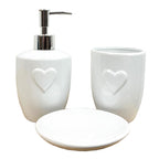 3 Piece Bathroom Sink Accessories Set – White Heart