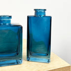 Pair of Small Rectangular Glass Bud Vase – Blue