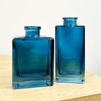 Pair of Small Rectangular Glass Bud Vase – Blue