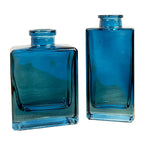 Pair of Small Rectangular Glass Bud Vase – Blue