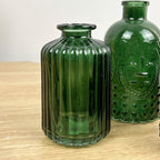 4 Piece Green Glass Bud Vase Set - Fleur-De-Lis Mix