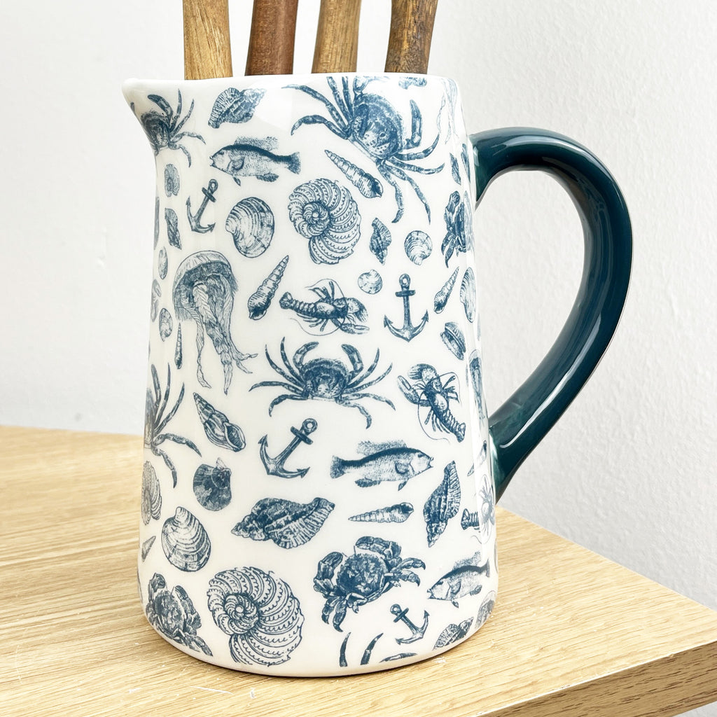 900ml Blue & White Nautical Serving Jug - Ceramic