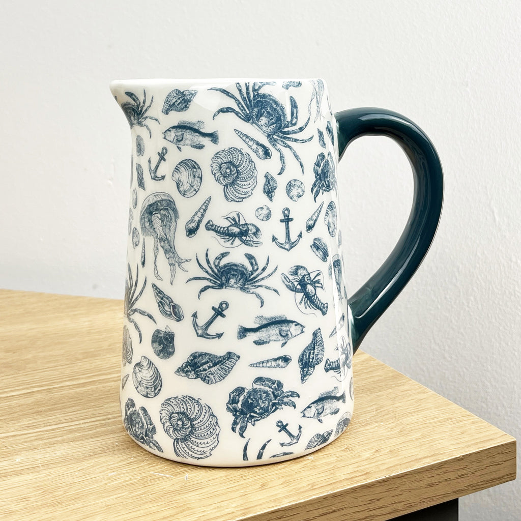 900ml Blue & White Nautical Serving Jug - Ceramic