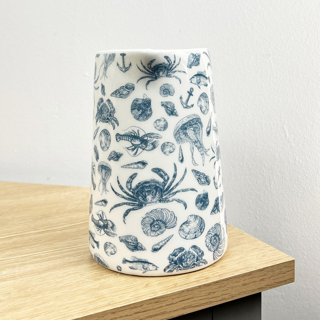 900ml Blue & White Nautical Serving Jug - Ceramic