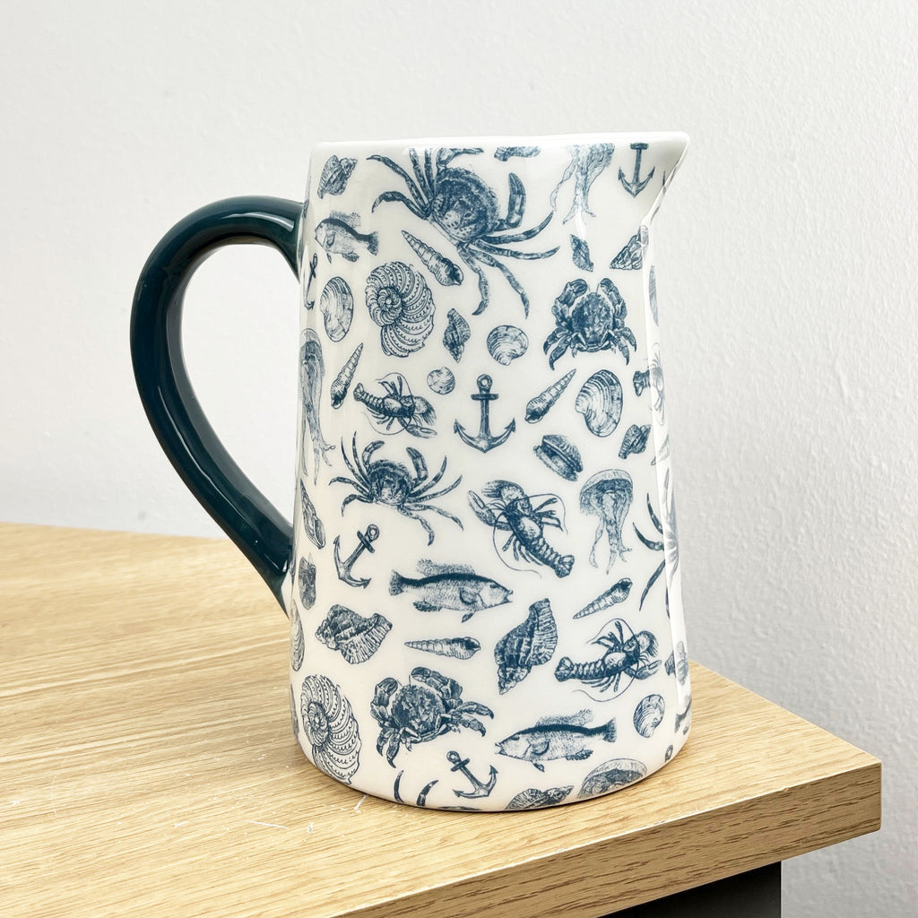 900ml Blue & White Nautical Serving Jug - Ceramic