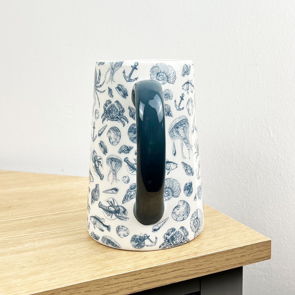 900ml Blue & White Nautical Serving Jug - Ceramic