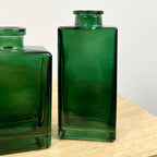 Pair of Small Rectangular Glass Bud Vase – Green
