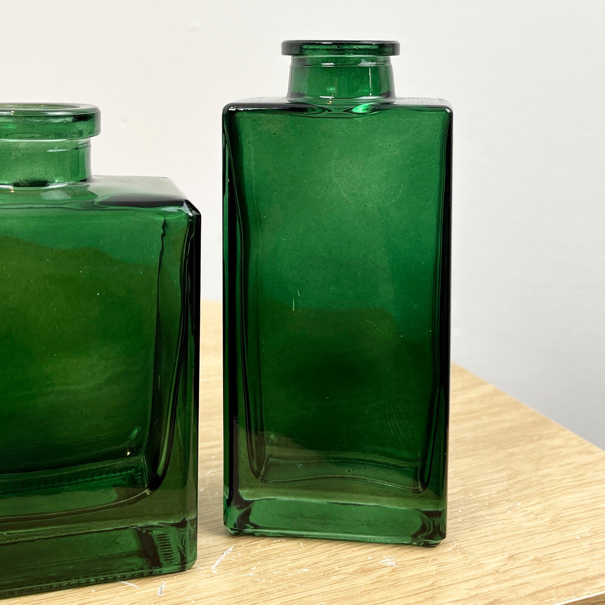 Pair of Small Rectangular Glass Bud Vase – Green