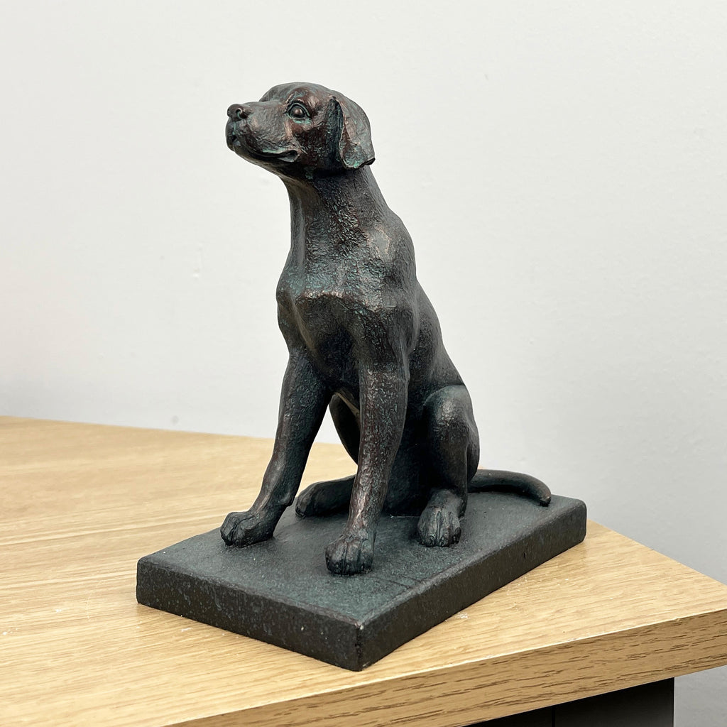 16cm Sitting Dog Ornament on Base – Resin