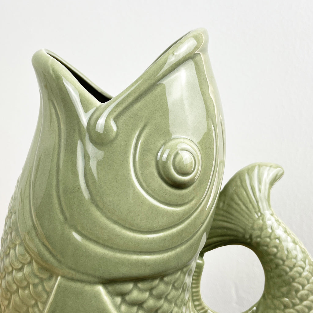 25cm Nautical Fish Jug Ornament - Green