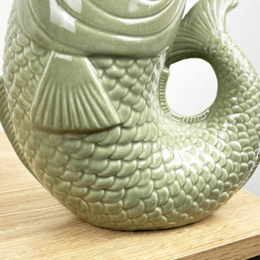 25cm Nautical Fish Jug Ornament - Green