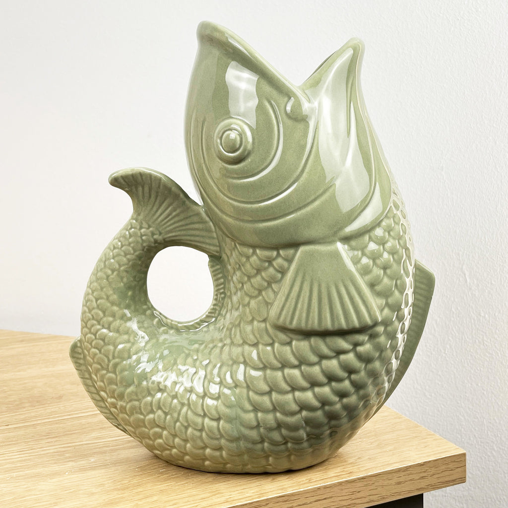 25cm Nautical Fish Jug Ornament - Green
