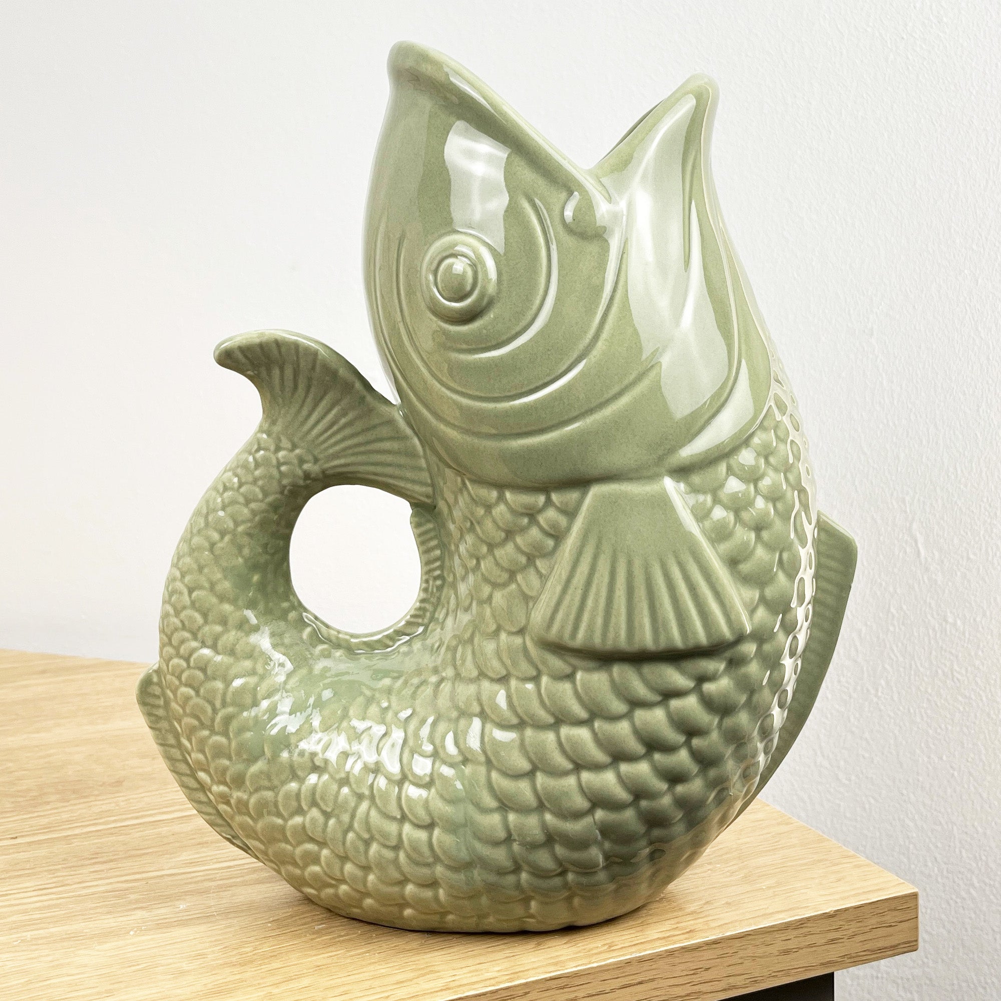 25cm Nautical Fish Jug Ornament - Green