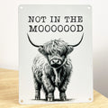 15cm x 20cm ‘Not in the Mooooood’ Highland Cow Wall Sign – Metal