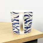 2 x 350ml Nautical Wave Ceramic Mugs - White / Blue