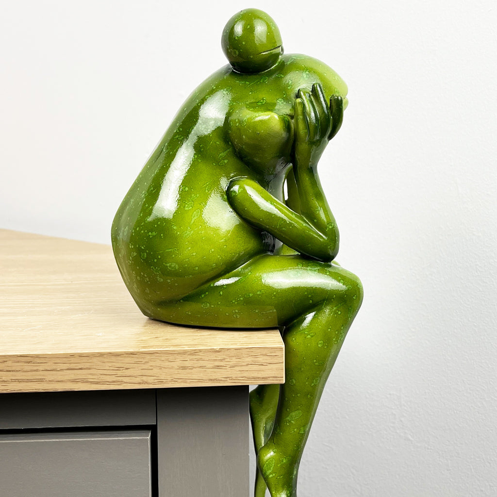 15.5cm Tall Edge Sitting Frog Ornament - Resin