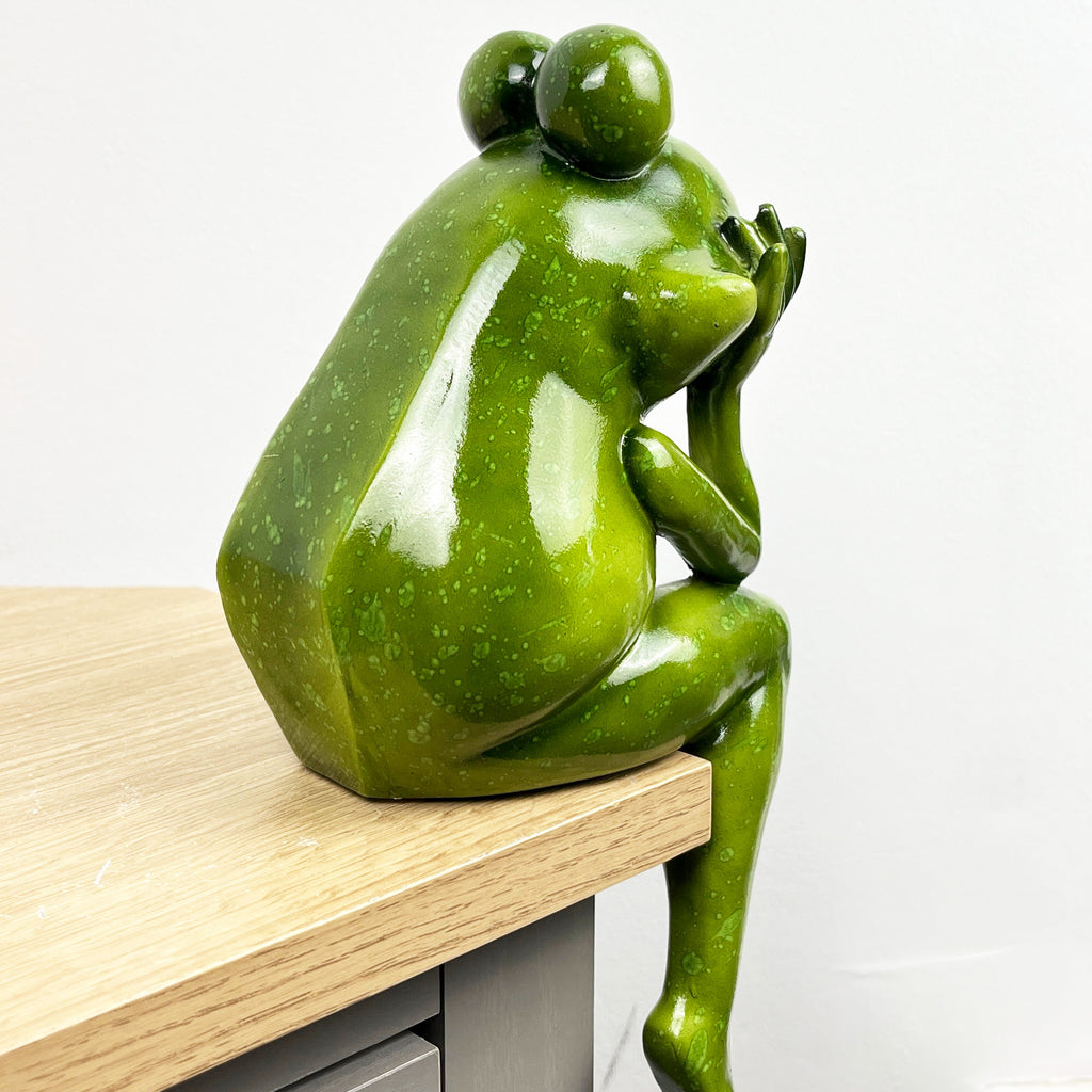 15.5cm Tall Edge Sitting Frog Ornament - Resin