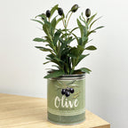 29.5cm Artificial Olive Plant in Vintage Tin Can Plant Pot
