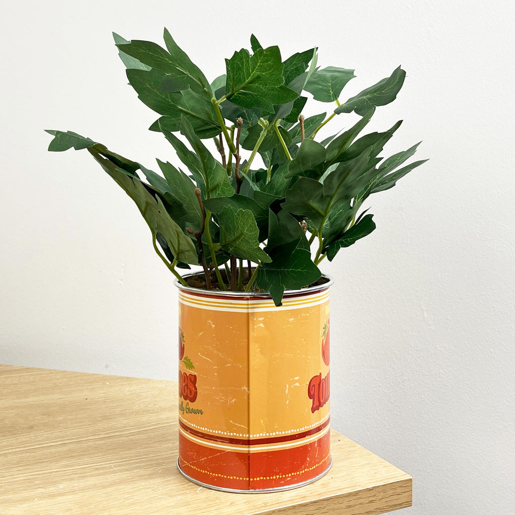 28cm Artificial Tomato Plant in Vintage Tin Can Plant Pot