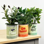 28.5cm Artificial Mint Plant in Vintage Tin Can Plant Pot